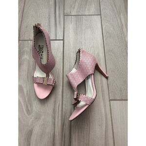 Salvatore Ferragamo Pink Laser Cut Bow Pumps Heel Size 9.5 40 EU